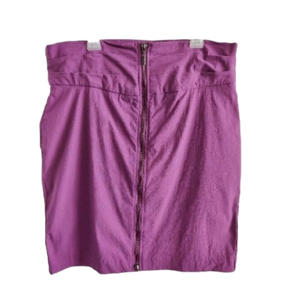 Bisou Bisou Stretch Purple Full Zip Front Stretch Skirt Sz.14